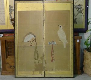 Pair of Japanese Hawk Paintings