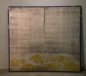 Japanese Silver & Gold Leaf Scroll