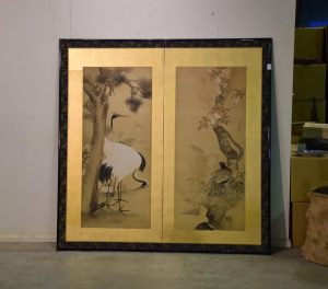 Japanese Crane & Bird Screen