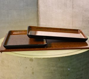 Laquer and Wood Stand with 2 Trays