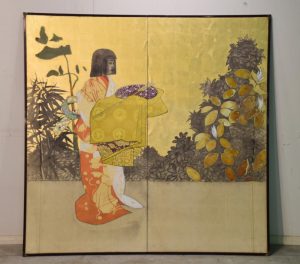 Japanese Heian Period Court Life Screen