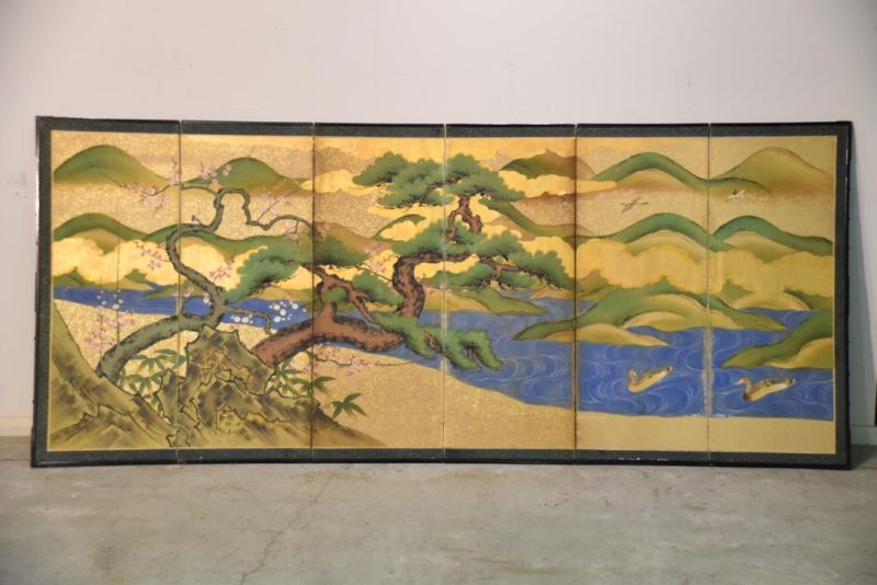 Japanese Plum, Pine and Bamboo Screen - Image 11