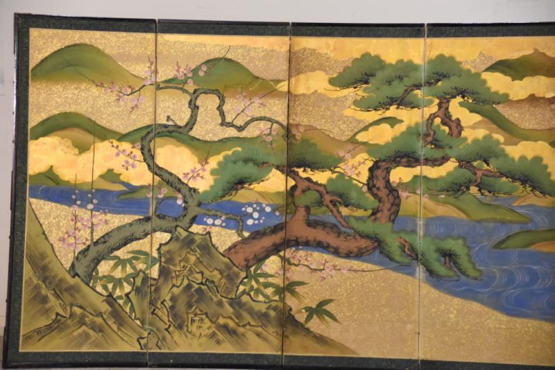 Japanese Plum, Pine and Bamboo Screen - Image 10
