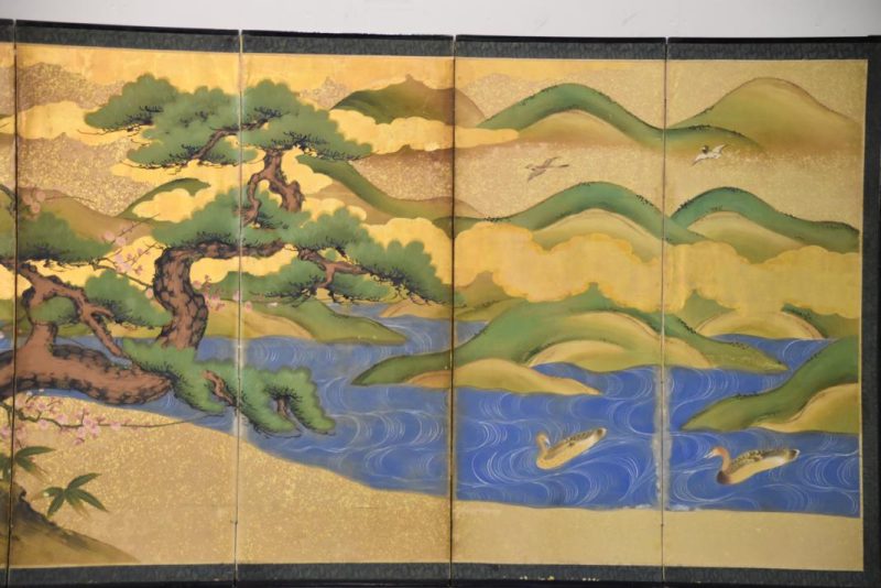 Japanese Plum, Pine and Bamboo Screen - Image 8