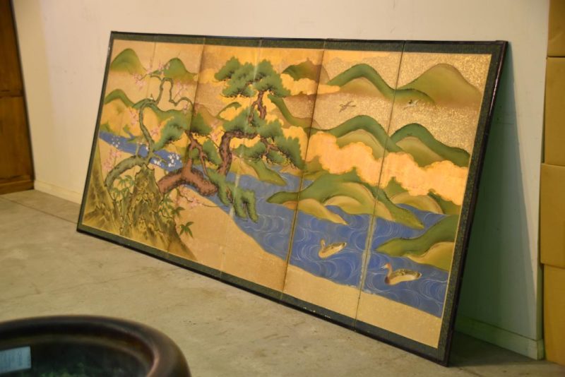 Japanese Plum, Pine and Bamboo Screen - Image 4