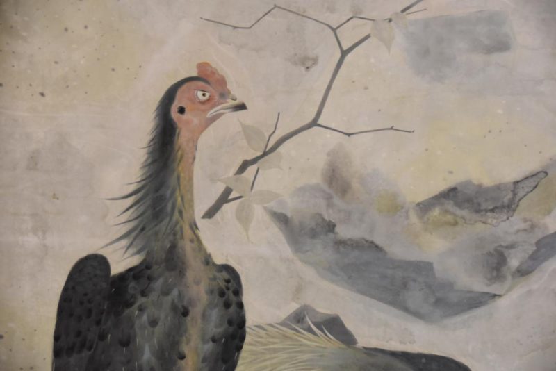 2 Roosters Japanese 2 Panel Screen - Image 8