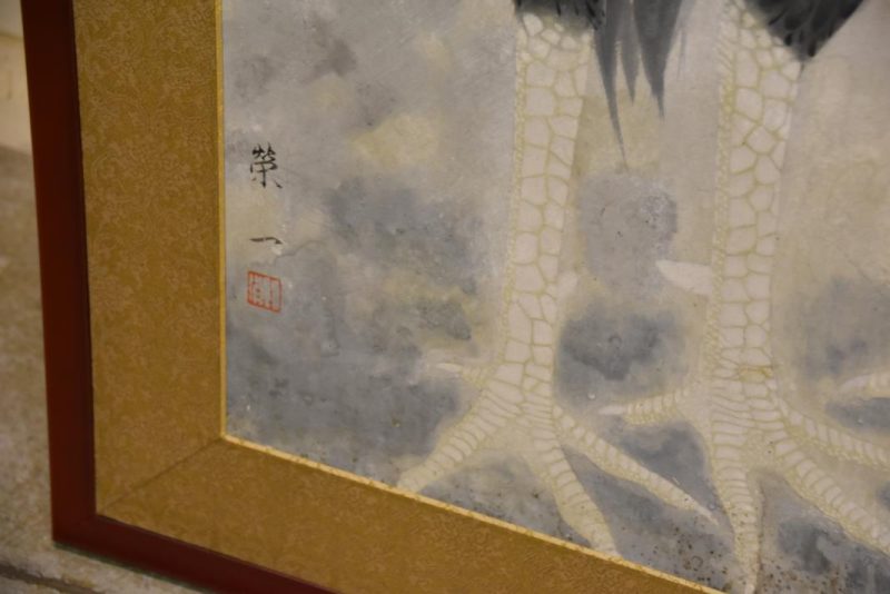 2 Roosters Japanese 2 Panel Screen - Image 4