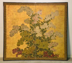Japanese Edo Period Kiku Screen