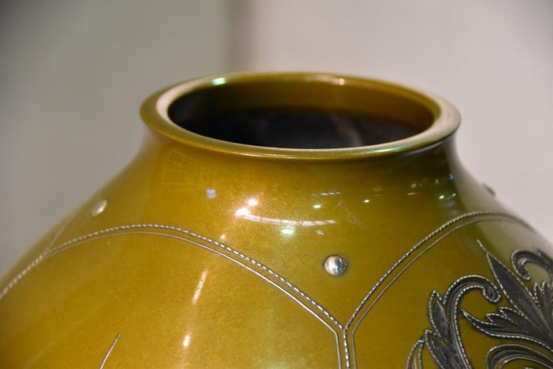 Japanese Silver Inlayed Bronze Vase - Image 4