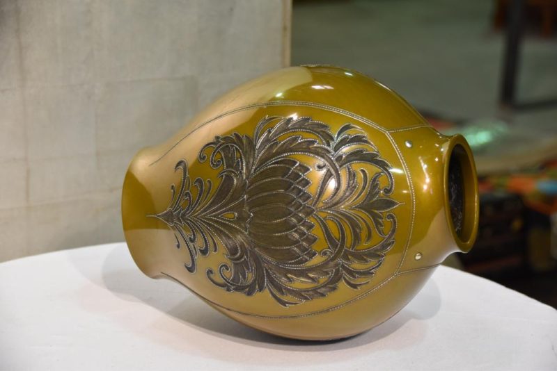 Japanese Silver Inlayed Bronze Vase - Image 12