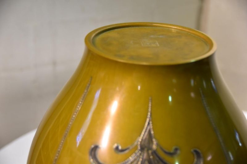 Japanese Silver Inlayed Bronze Vase - Image 10