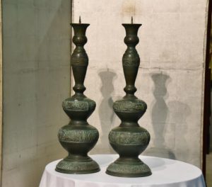 A pair of bronze Candlestands