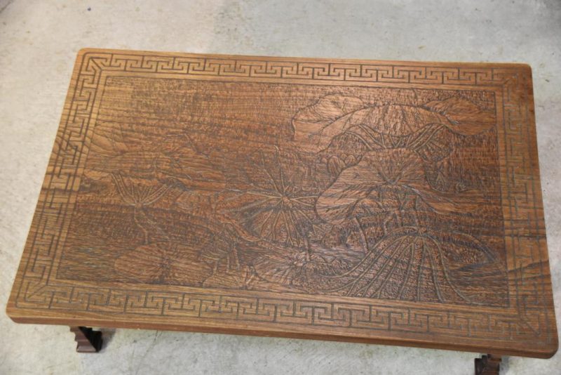 Japanese Carved Lotus Tea Table - Image 13