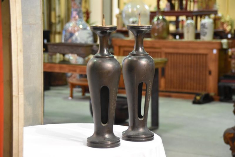 Japanese Pair of Candle Stands - Image 3