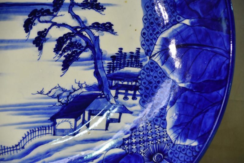 Large Japanese Blue and White Charger - Image 9