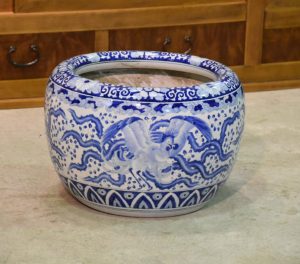 Blue and White Ceramic Hibachi