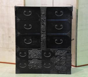 Japanese Black Lacquer Clothing Chest