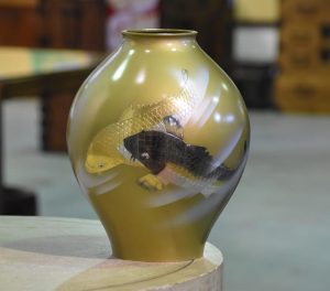 Japanese Bronze Koi Vase