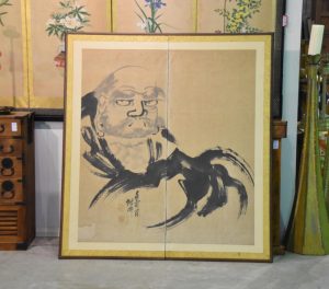 Japanese Sumi-E Screen of Daruma San