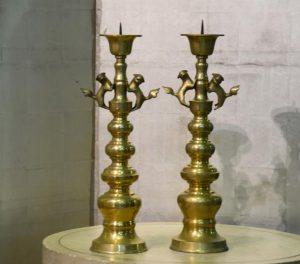 A pair of Japanese Shrine Candlestands