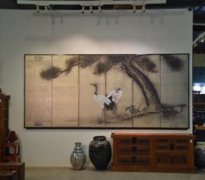 Japanese Crane and Pine Screen