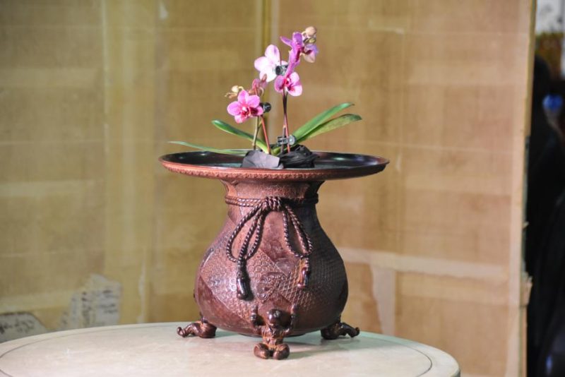 Japanese Bronze Usubata Ikenobu Vase - Image 2