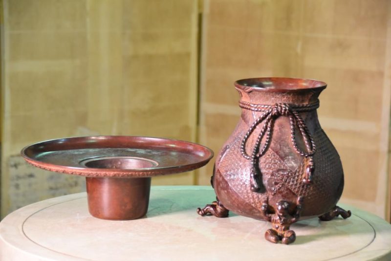 Japanese Bronze Usubata Ikenobu Vase - Image 8