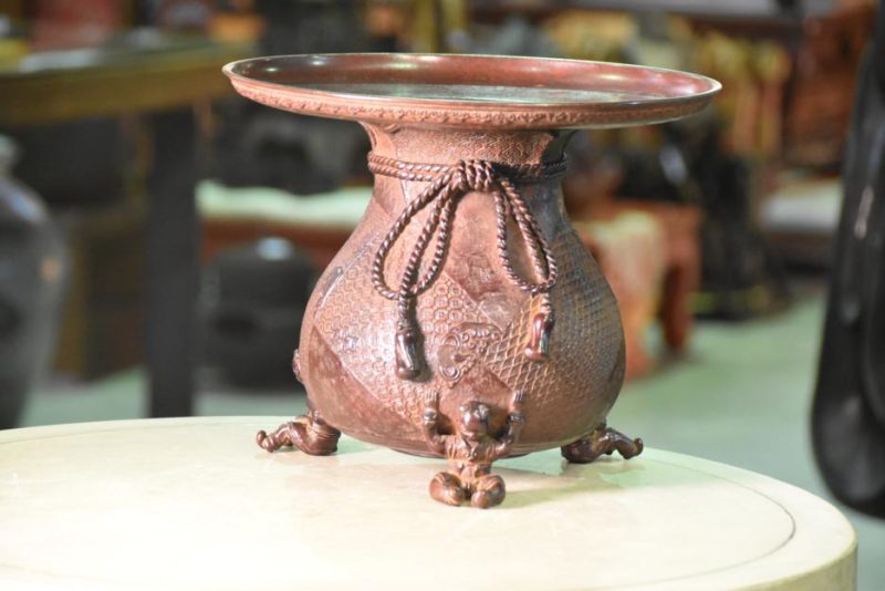 Japanese Bronze Usubata Ikenobu Vase - Image 4