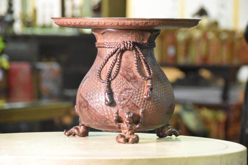 Japanese Bronze Usubata Ikenobu Vase - Image 3