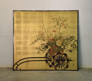 Japanese Ikebana Flower Cart Screen