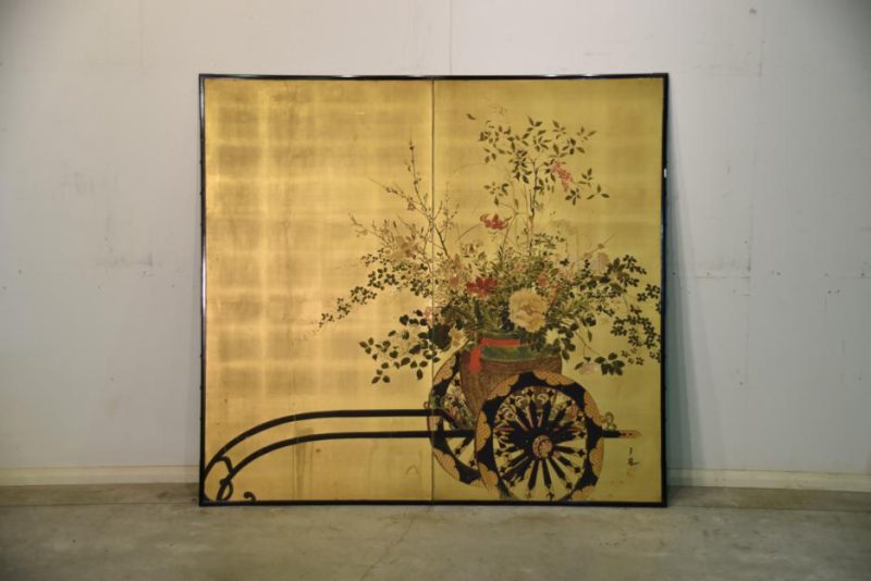 Japanese Ikebana Flower Cart Screen