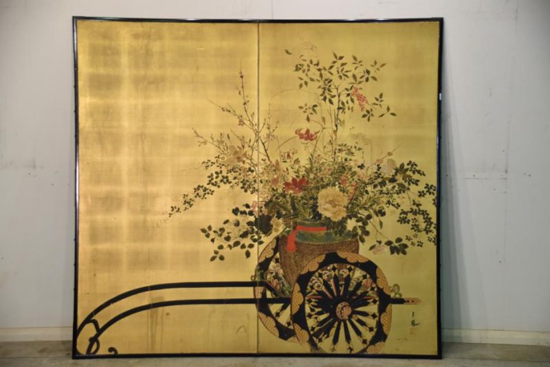 Japanese Ikebana Flower Cart Screen - Image 2