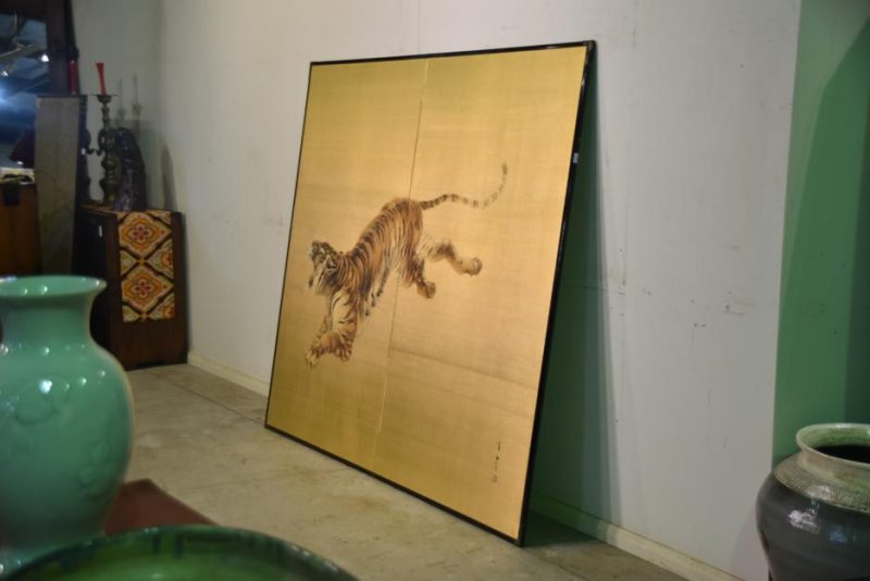 Japanese Tiger Painting on Gold - Image 5