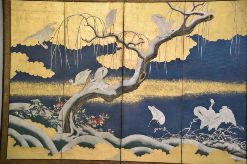 Meiji Period Egrets with Snow 6 Panel Screen - Image 18