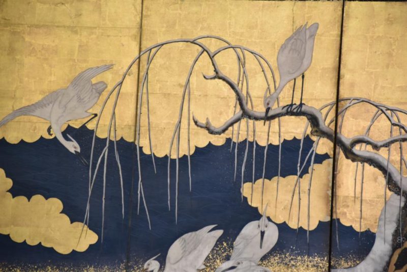 Meiji Period Egrets with Snow 6 Panel Screen - Image 14
