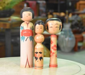 3 Unusual Japanese Kokeshi Dolls