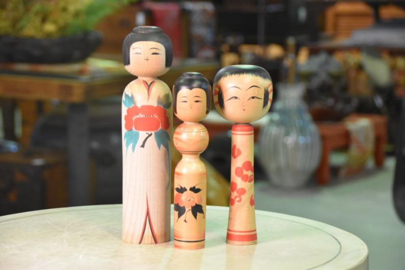 3 Unusual Japanese Kokeshi Dolls