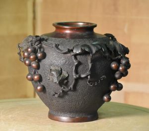Japanese Bronze Grape Vine Vase