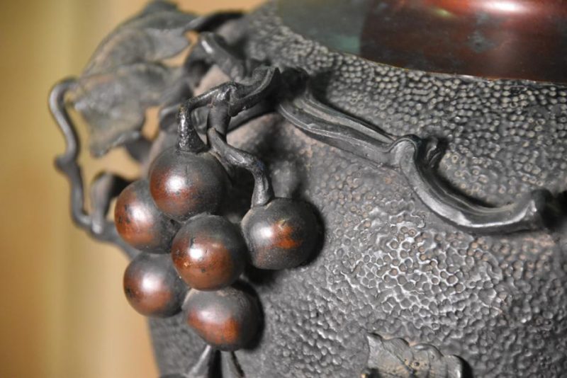 Japanese Bronze Grape Vine Vase - Image 13