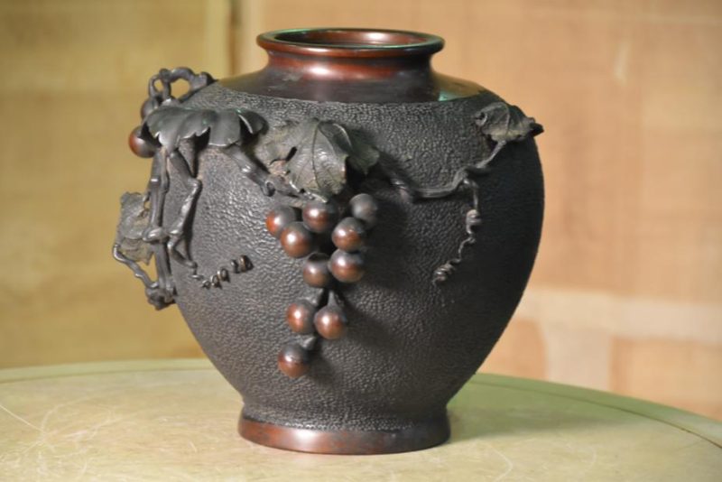 Japanese Bronze Grape Vine Vase - Image 11