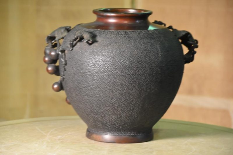 Japanese Bronze Grape Vine Vase - Image 10