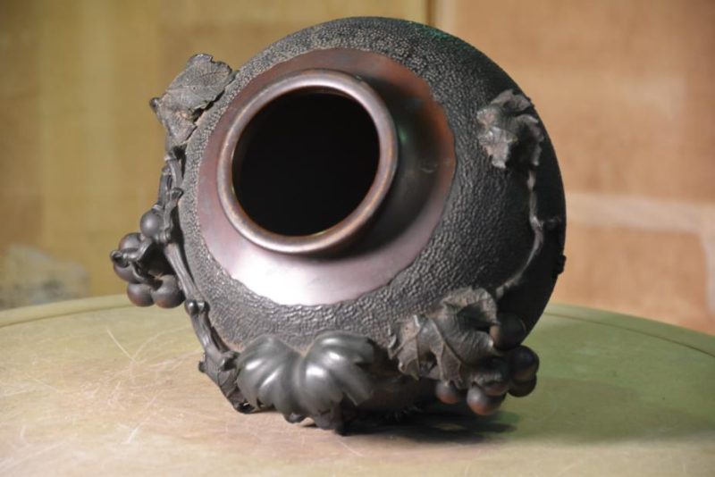 Japanese Bronze Grape Vine Vase - Image 6