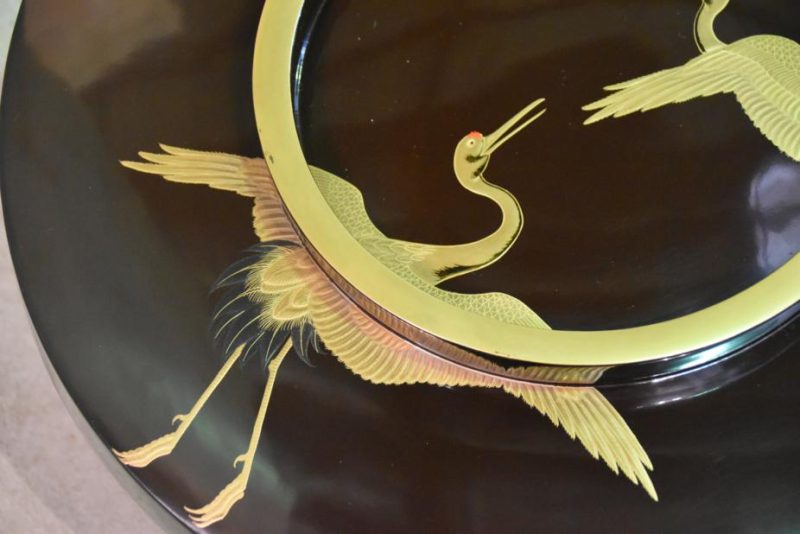 Japanese Lacquered Bowl with Maki-E Cranes - Image 7