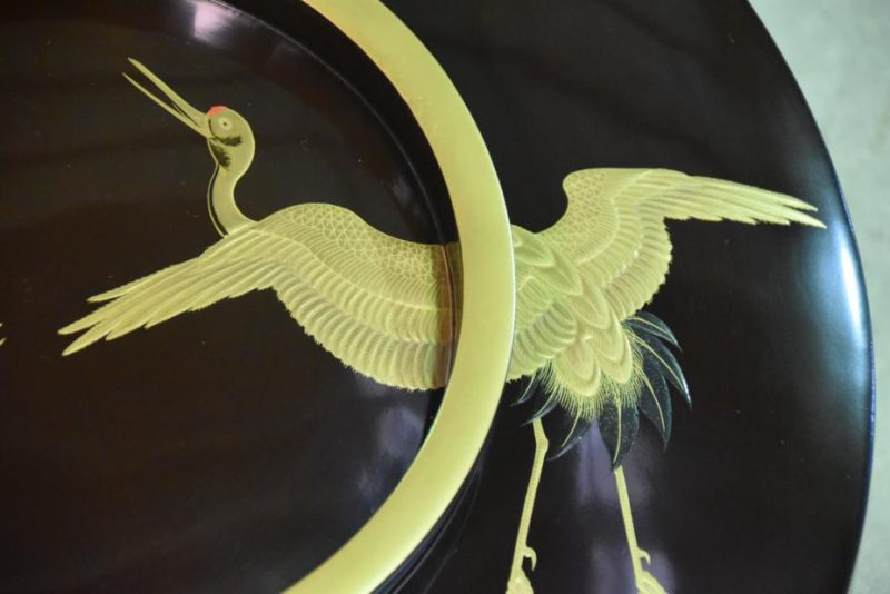 Japanese Lacquered Bowl with Maki-E Cranes - Image 6