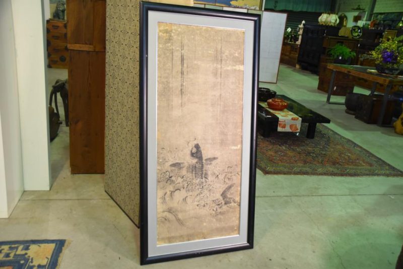 Edo Period Leaping Koi Painting - Image 4