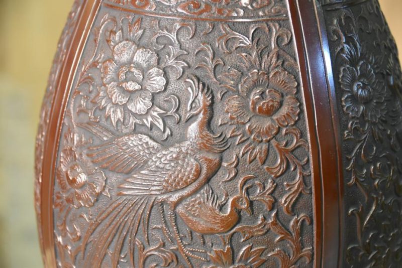 Japanese Bronze Phoenix Vase - Image 11