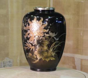 Japanese Bronze Chrysanthemum Vase