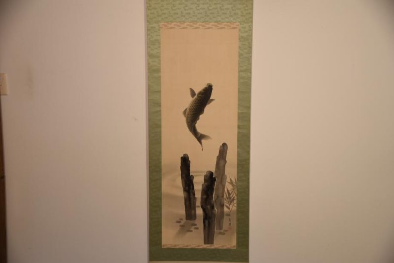 Japanese Leaping Koi Scroll