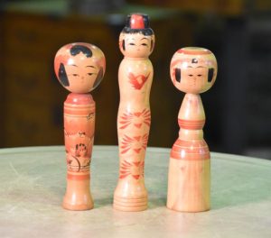 Group of 3 Small Kokeshi Dolls