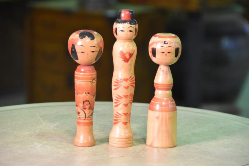 Group of 3 Small Kokeshi Dolls
